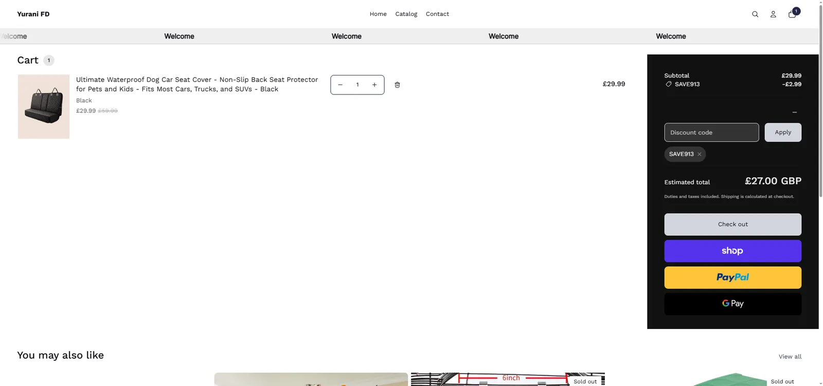 Screenshot showing verification of promo code SAVE913 applied at checkout.